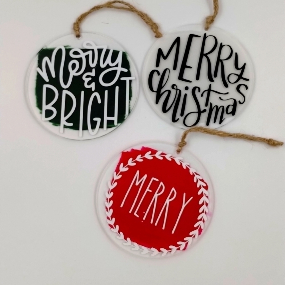Ornaments Acrylic Christmas Merry & Bright Merry and Merry Christmas